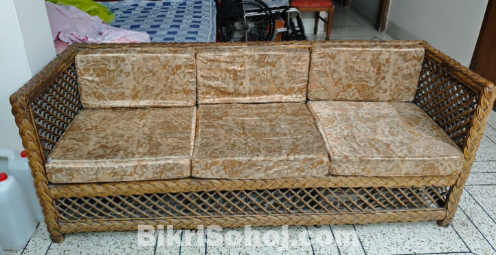 বেতের সোফা সেট - Five Seater Rattan Sofa Set with Table